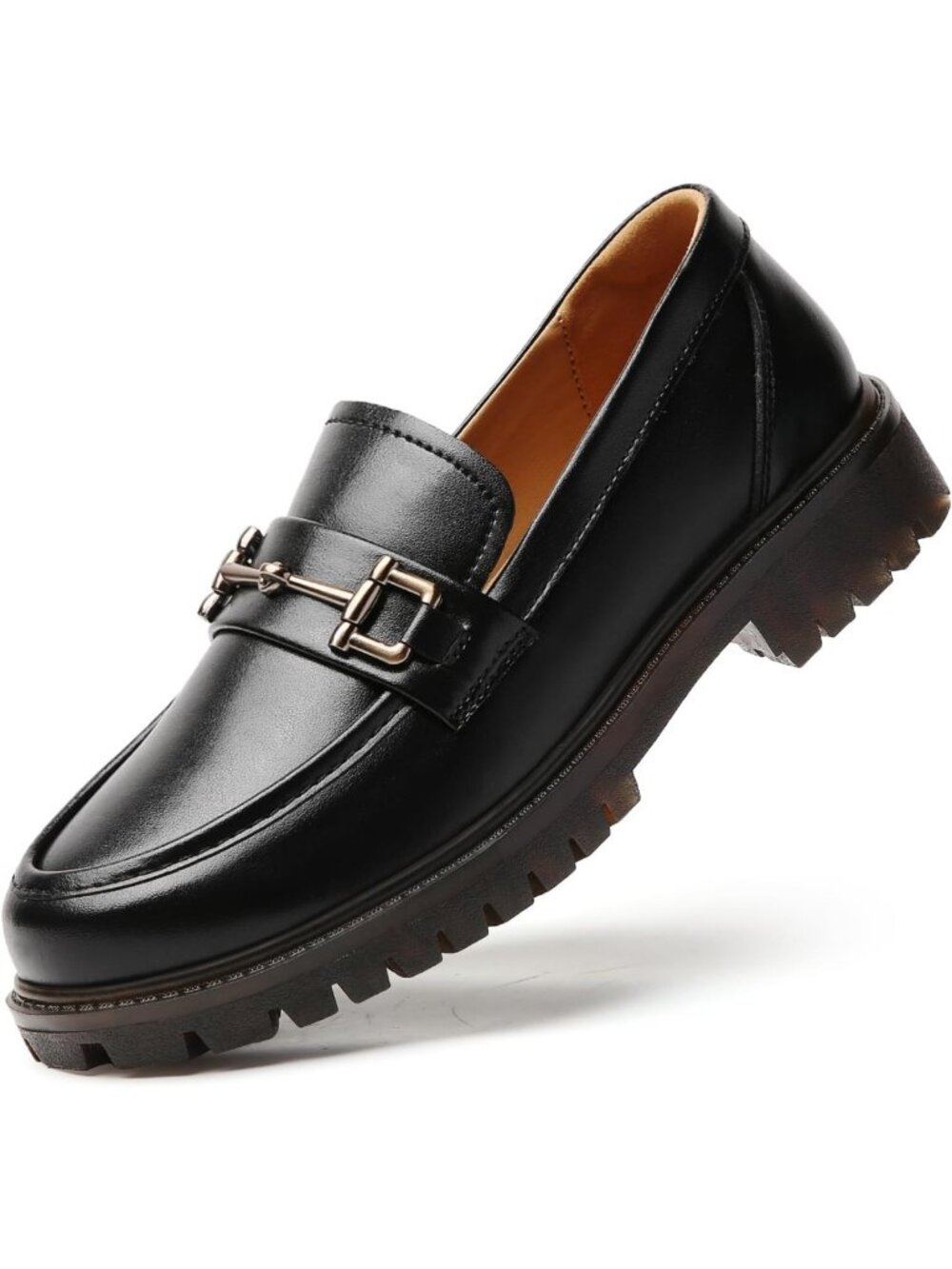 Stylish Black Leather Penny Loafers for Women - Comfortable Everyday Flats